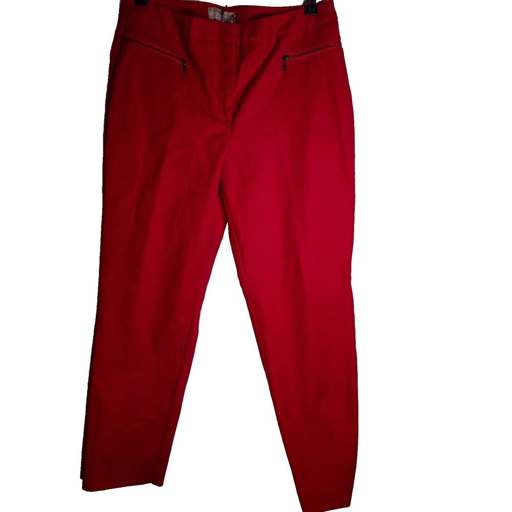 Chicos Red Ankle Pant Womens US Small Chicos 0.5